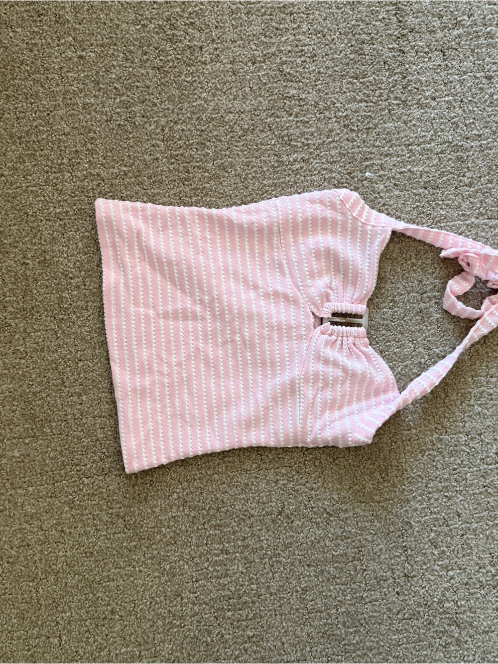 Aeropostale Pink and White Striped Halter Tank Top